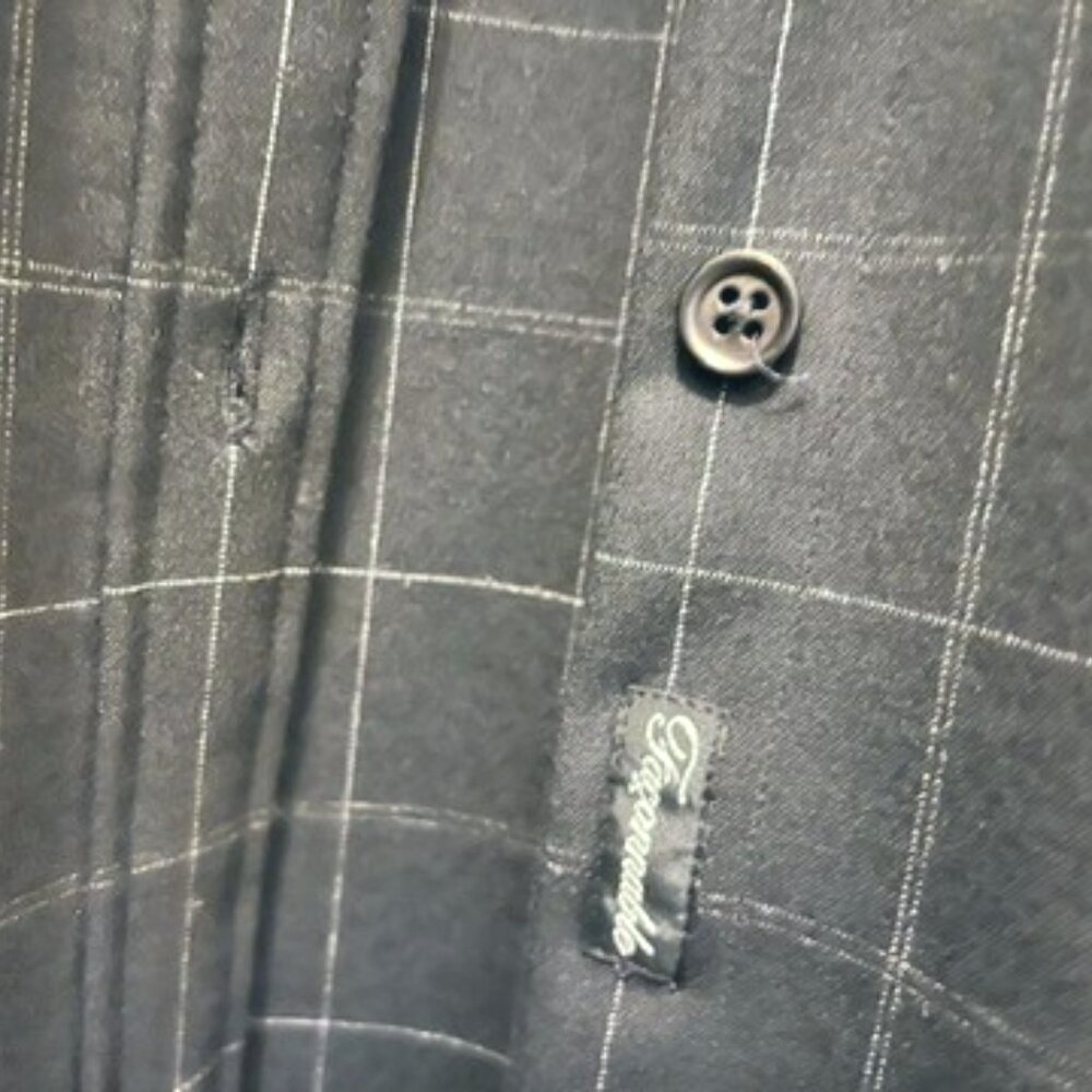 Façonnable Wool Navy Window-Pane Button-Down Shirt-SMALL-NWOT - Picture 10 of 11